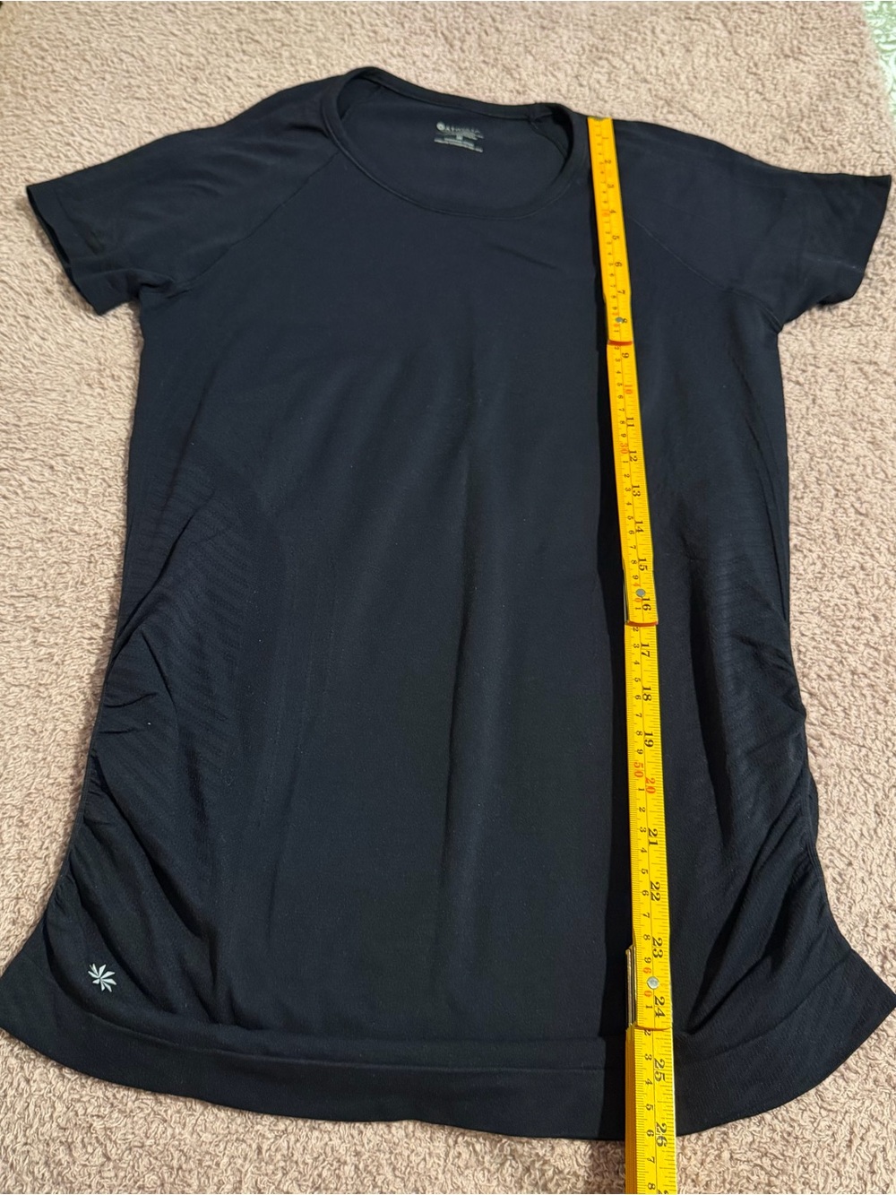Athleta Speedlight Seamless Tee Ruched Athletic Performance Top. Color Black. M - Picture 4 of 10